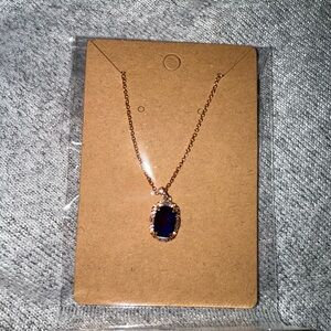 Black onyx Pendant Necklace with Rose Gold Chain